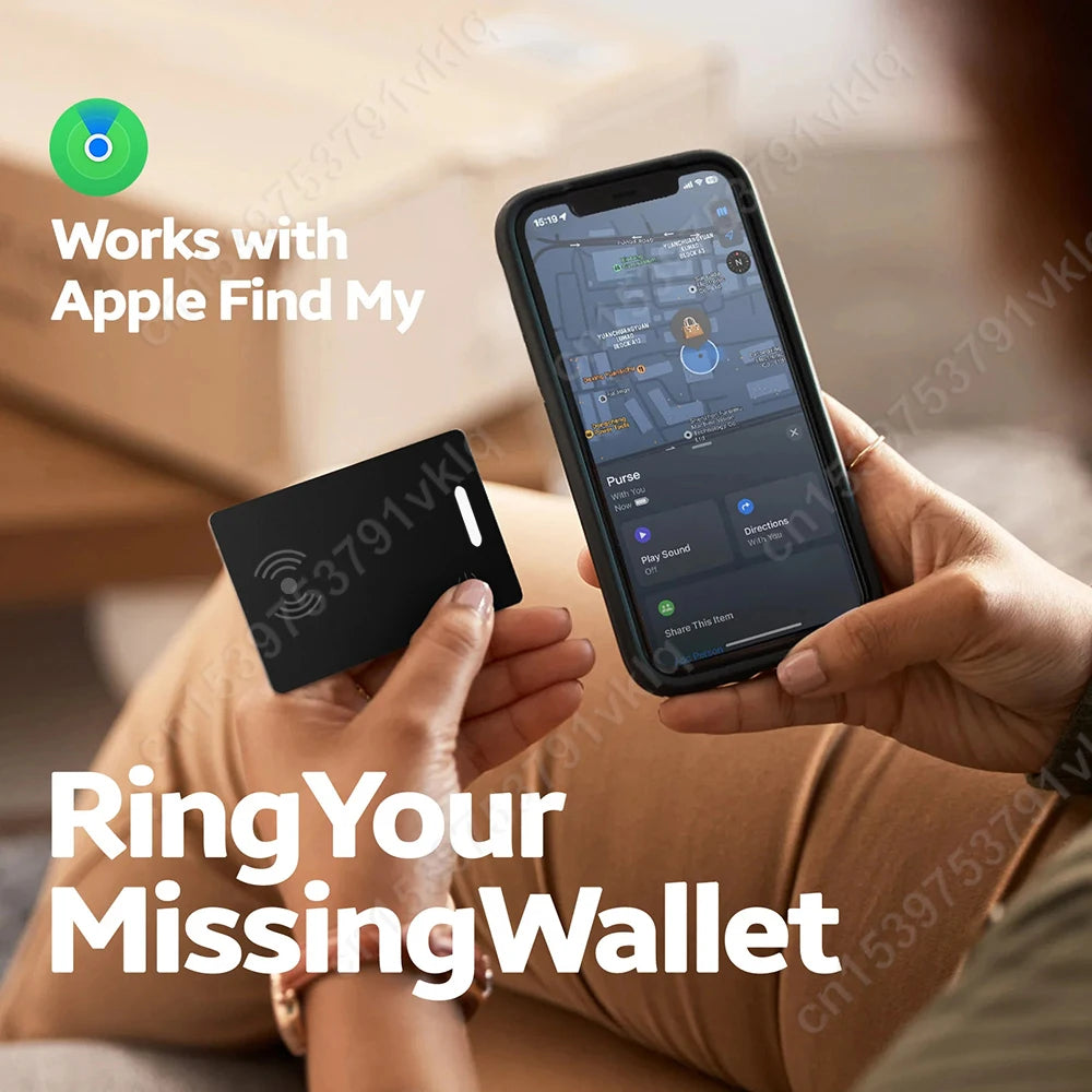 Wireless Charging Tracking Location Wallet Tracker Card GPS Locator Smart Tag Item Tracker for Iphone Device Apple Find My APP