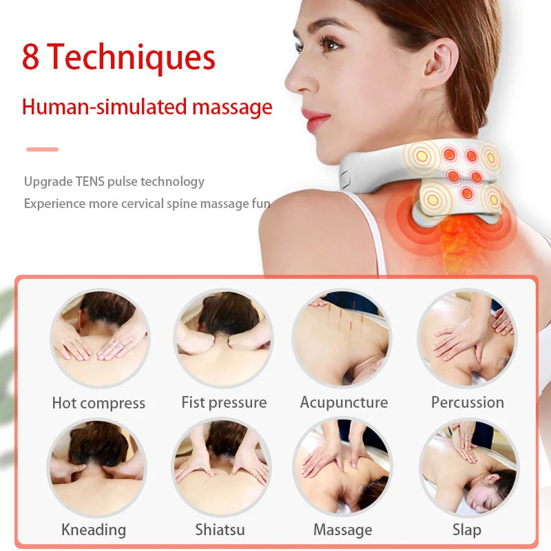 Smart Neck Massage Instrument Portable Shoulder Neck Massage Cervical Vertebra Health Care Vibrator Heating Relieve Pain Muscle